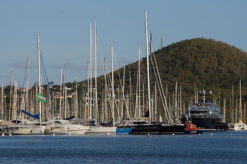 031413 1 Le Marlin Martinique Katherine in amongst the sea of masts