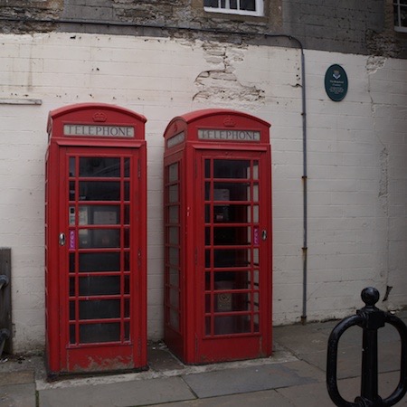 061913 5 Red Telephone Boxes should have made us realised that would mean no mobile phones or Internet Kirkwell Orkneys