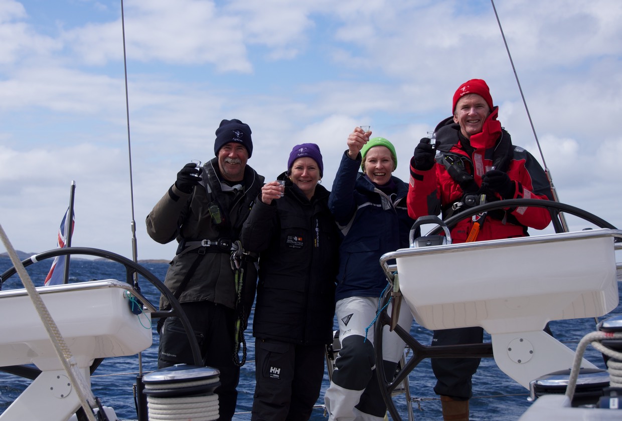 140624 8 A nip of contra for the crew and Neptune for the Arctic Circle Crossing