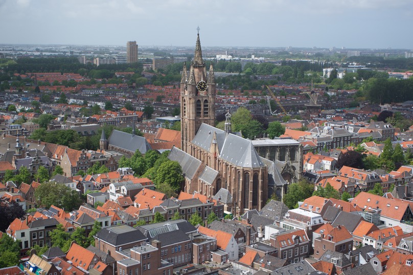 150603 7c Return to Delft view from Church Tower Nieuwe Kerk of Ould Church