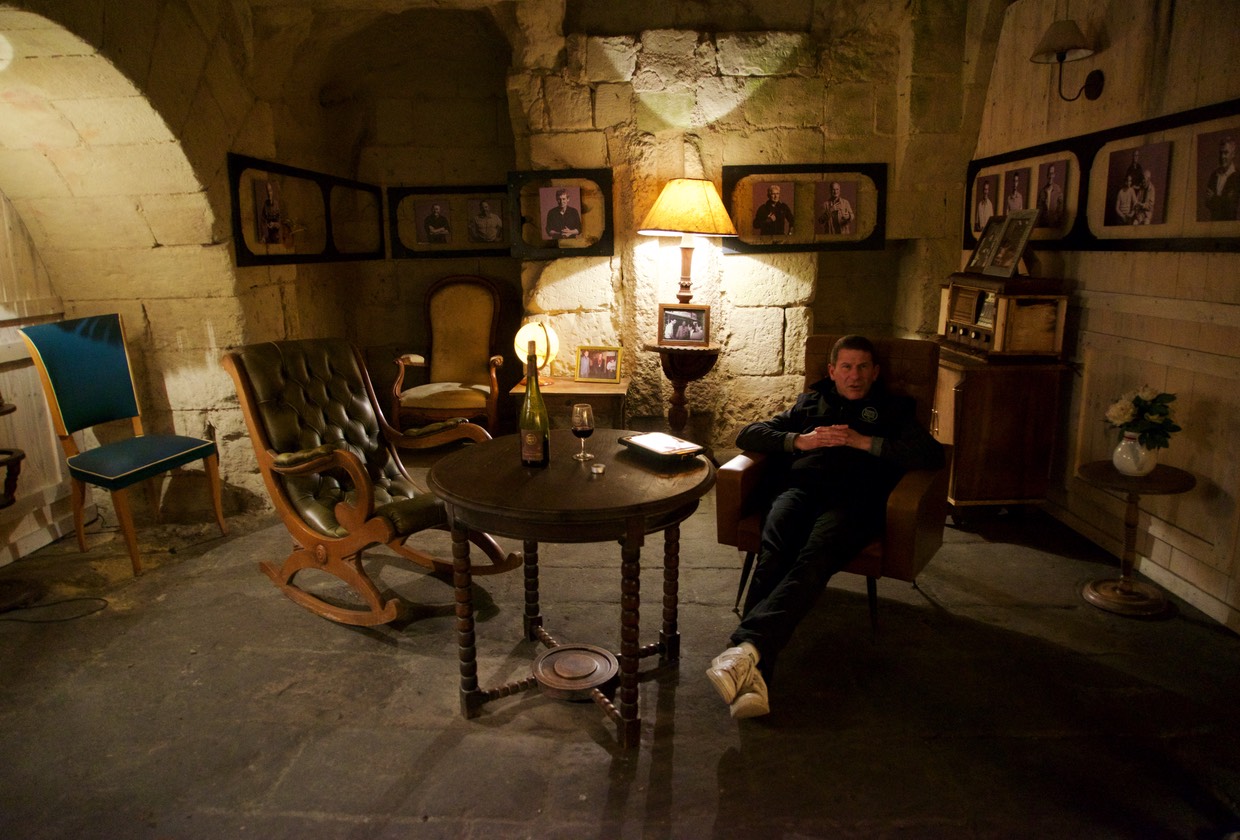 160706 Cave Tour Robert et Marcel Wine Coop tunnels our Guide Phillipe Imbert